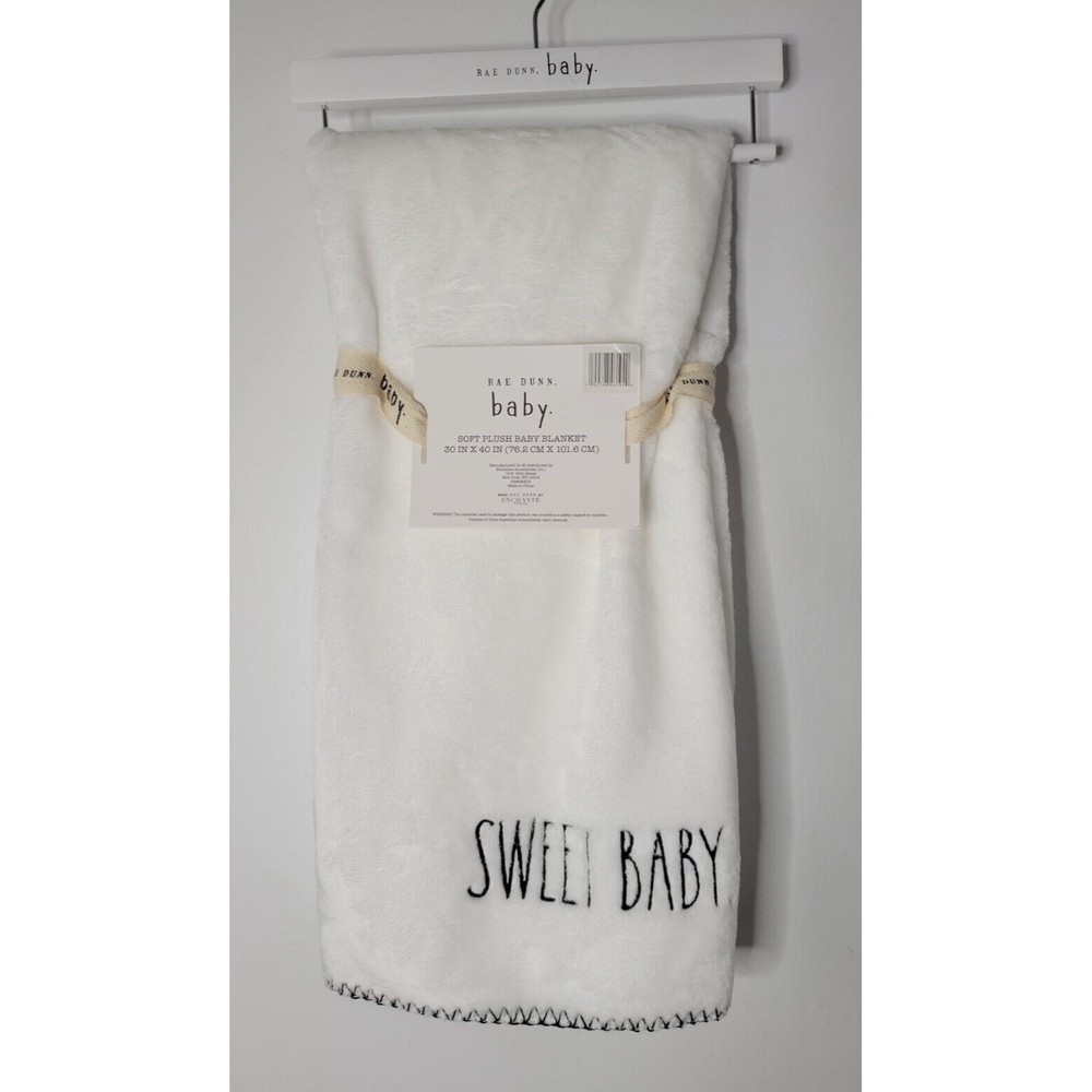 Rae Dunn Baby SWEET BABY White Soft Plush Baby Blanket 30in x 40in NEW